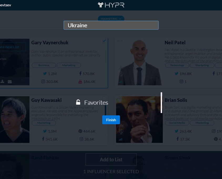 Create a new list for influencer